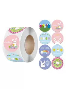 1 pièce Autocollant d'étiquette cadeau en PVC cadeau dessin animé mignon à motif de lapin pour Pâques - Multicolore - Voir 1