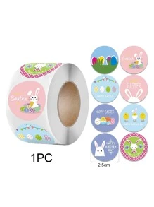 1 pièce Autocollant d'étiquette cadeau en PVC cadeau dessin animé mignon à motif de lapin pour Pâques - Multicolore - Voir 3