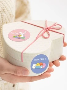 1 pièce Autocollant d'étiquette cadeau en PVC cadeau dessin animé mignon à motif de lapin pour Pâques - Multicolore - Voir 4