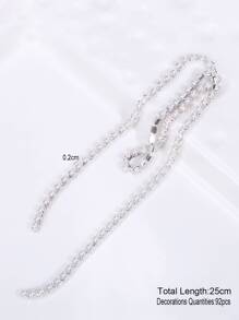 1pc Faux Pearl Decor Chain Design Nail Art Decoration - Silver - View 3