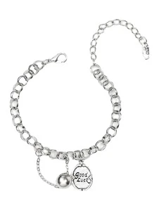 字母細節圓形吊飾手環 - 銀色 - 查看 2