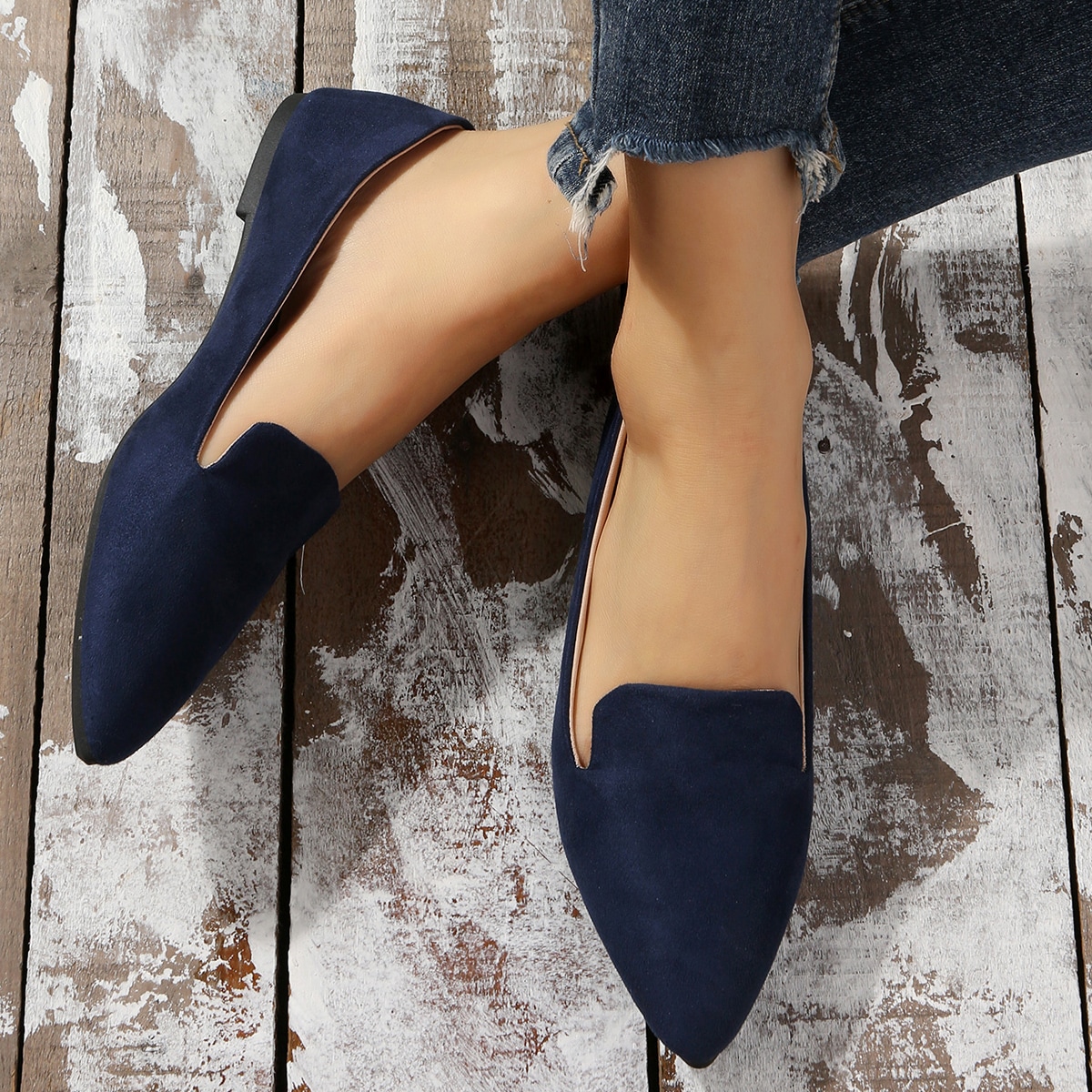 Zapatos planos de punta puntiaguda con estampado para mujer, nuevos mocasines para uso diario y al aire libre en otoño, zapatos de conducir de tela d