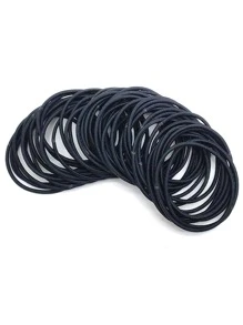 40 Cái/bộ Dây Buộc Tóc Màu Đen Cơ Bản, Dây Buộc Tóc Đuôi Ngựa Co Giãn Thông Thường - màu đen - Xem 2