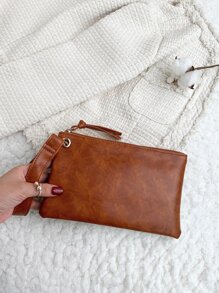 Eyelet Detail Square Bag With Wristlet Hight Quality Leather