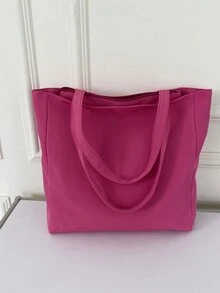Neon Pink Letter Graphic Shopper Bag - Pink - View 2