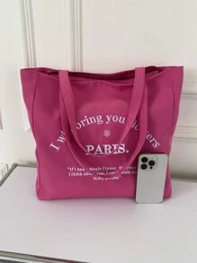 Neon Pink Letter Graphic Shopper Bag - Pink - View 4