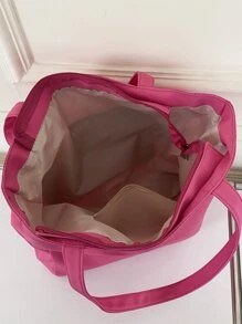 Neon Pink Letter Graphic Shopper Bag - Pink - View 5