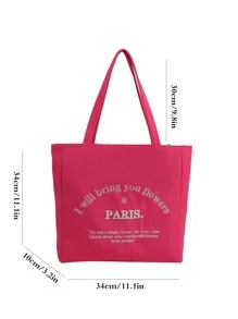 Neon Pink Letter Graphic Shopper Bag - Pink - View 6