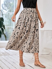 SHEIN Frenchy Falda con estampado con botón delantero - Albaricoque - Ver 3