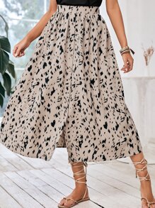 SHEIN Frenchy Falda con estampado con botón delantero - Albaricoque - Ver 4