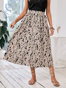 SHEIN Frenchy Falda con estampado con botón delantero - Albaricoque - Ver 5