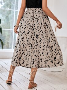 SHEIN Frenchy Falda con estampado con botón delantero - Albaricoque - Ver 6