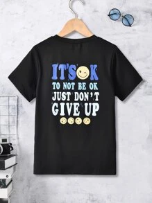 Boys Slogan Graphic Tee - Black - View 1