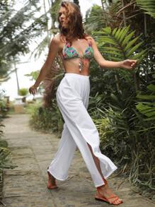 Pantalones cover up de muslo con abertura - Blanco - Ver 5