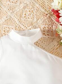 SHEIN 小女童高領背心上衣和牛仔短褲 - 藍白色 - 查看 3