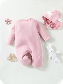 Baby Cartoon Graphic 3D Ears Design Footed Sleep Jumpsuit - Multicolor - View 2