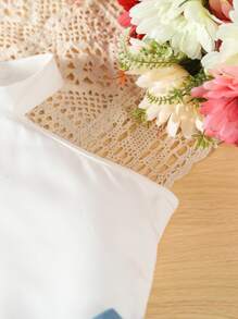 SHEIN 小女童高領背心上衣和牛仔短褲 - 藍白色 - 查看 4