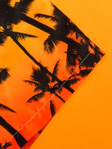 Manfinity Hombres Shorts de natación con estampado de árbol de cintura con cordón - Multicolor - Ver 5