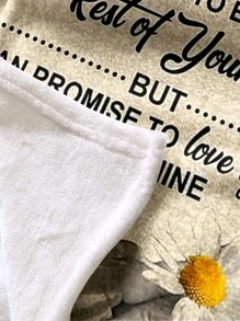 1pc Fabric Blanket, Modernist Sunflower & Slogan Graphic Blanket For Bed - Multicolor - View 4