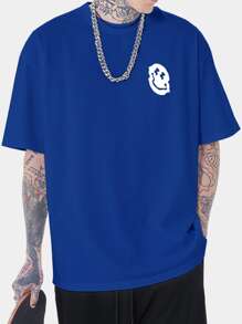 ROMWE MEN Street Life Men Slogan Graphic Tee - Royal Blue - View 2