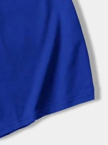 ROMWE MEN Street Life Men Slogan Graphic Tee - Royal Blue - View 4