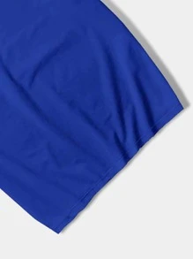 ROMWE MEN Street Life Men Slogan Graphic Tee - Royal Blue - View 5