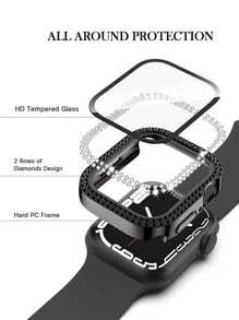 水鑽裝飾保護殼適用於Apple Watch - 黑色 - 查看 4