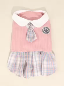 Bộ đồ ngủ cho chó mèo bằng vải polyester JK thoải mái và dễ thương, thích hợp cho chó nhỏ và mèo quanh năm (không thích hợp cho chó lớn) - Hồng - Xem 3