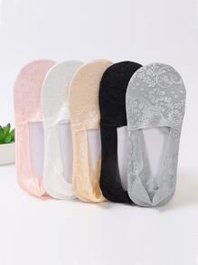 5pairs Floral Pattern Invisible Socks - Multicolor - View 1