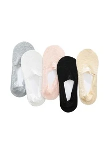 5pairs Floral Pattern Invisible Socks - Multicolor - View 3