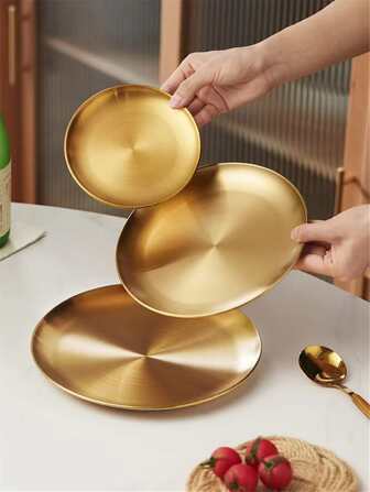 1pc Multifunctional Golden Serving Tray,Kitchen,Christmas Gift