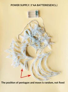 1pc 126led 3m Star & Moon Shaped Curtain Decoration String Light - Multicolor - View 9