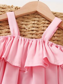 Toddler Girls Tiered Ruffle Hem Tank Top & Carrot Pants - Pink - View 4