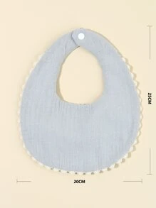 Bebé 1 pieza Babero con patrón floral ribete en abanico - Azul - Ver 4