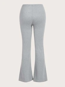 ROMWE Plus Knot Waist Flare Leg Pants - Light Grey - View 2