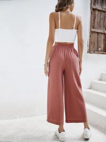 SHEIN Frenchy 吊帶短上衣和前繫帶闊腿褲 - 珊瑚粉 - 查看 2