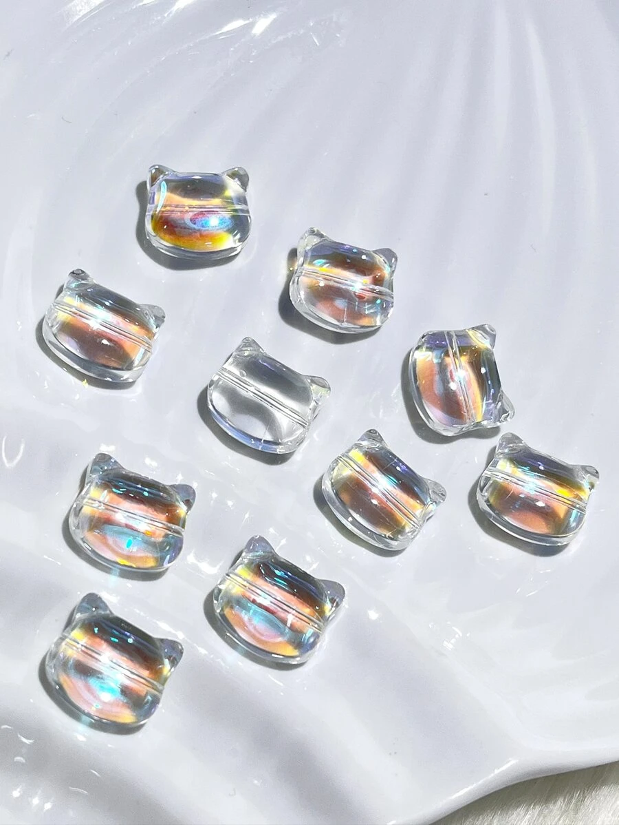 10入組/套貓貓設計DIY珠子 - 白色 - 查看 1