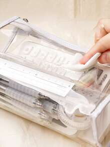 1pc Clear Pencil Case - Green - View 6