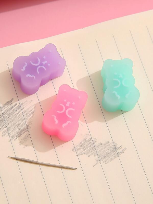 10pcs Cartoon Bear Shaped Eraser SHEIN UK