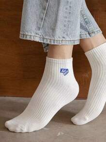 Men Letter Graphic Crew Socks - White - View 1