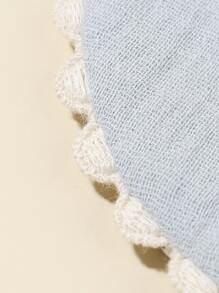 Bebé 1 pieza Babero con patrón floral ribete en abanico - Azul - Ver 3