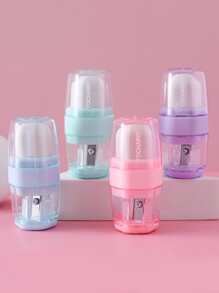 1 件雙孔削鉛筆機 + 六角橡皮擦文具套裝,適合兒童及學生 - 彩色 - 查看 2