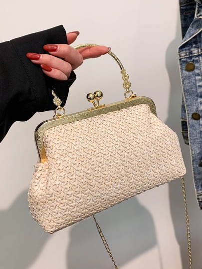 Kiss Lock Straw Bag | SHEIN USA