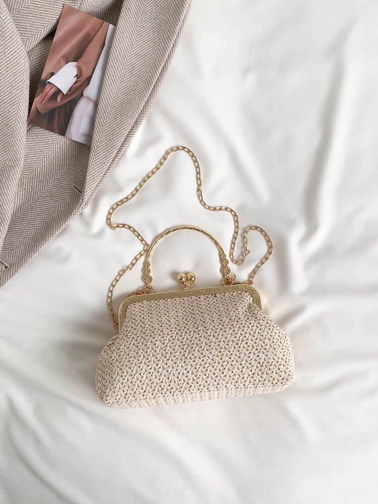Kiss Lock Straw Bag | SHEIN USA