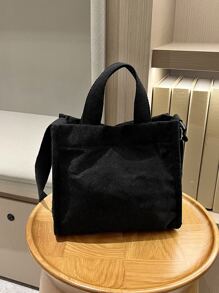 Letter Patch Decor Square Bag - Black - View 2