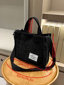 Letter Patch Decor Square Bag - Black - View 5