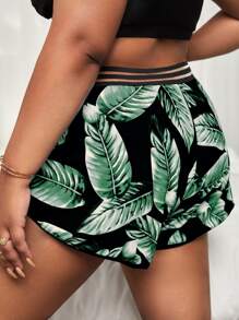 SHEIN Swim Curve Summer Beach Plus Tropical Print Bikini Bottom - Multicolor - View 2