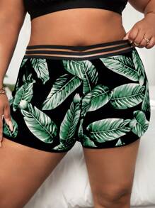 SHEIN Swim Curve Summer Beach Plus Tropical Print Bikini Bottom - Multicolor - View 3