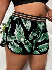 SHEIN Swim Curve Summer Beach Plus Tropical Print Bikini Bottom - Multicolor - View 4