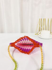 迷你撞色串珠愛心設計斜挎包